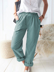 Elastic Waist Cotton Linen Loose Turnip Pants
