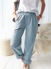 Elastic Waist Cotton Linen Loose Turnip Pants