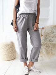 Elastic Waist Cotton Linen Loose Turnip Pants