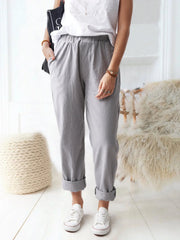 Elastic Waist Cotton Linen Loose Turnip Pants