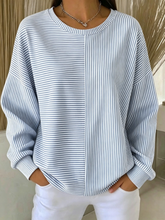 Casual Crew Neck Patchwork Striped Long Sleeve Sweatshirt
