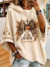 Fall Letter Pumpkin Print Half Sleeve Loose Hoodie