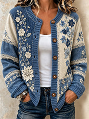 Women Floral Long Sleeve Comfy Casual Cardigan