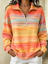 Casual Abstract Shawl Collar Long Sleeve Sweatshirt