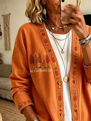 Women Spring/Fall Outerwear Casual Printing Maple Leaf Long Sleeve Jacket