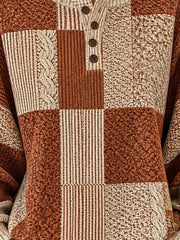 Casual Geometric Henley Collar Long Sleeve Sweatshirt