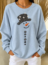 Casual Christmas Snowman Crew Neck Long Sleeve Sweatshirt