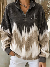 Casual Geometric Stand Collar Long Sleeve Sweatshirt