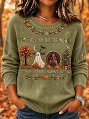 Women Maple Leaf Long Sleeve Comfy Casual Printing Sweater