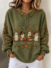 Casual Halloween Crew Neck Long Sleeve Sweatshirt