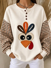 Casual Houndstooth Crew Neck Long Sleeve Sweatshirt