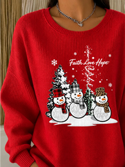 Casual Christmas Snowman Crew Neck Long Sleeve Sweatshirt