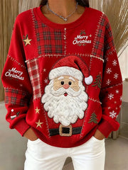 Casual Plaid Crew Neck Long Sleeve Sweatshirt
