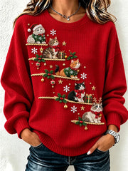 Casual Christmas Crew Neck Long Sleeve Sweatshirt