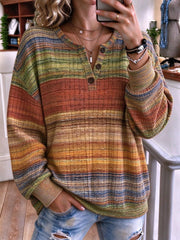 Vintage Abstract Henley Collar Long Sleeve Sweatshirt