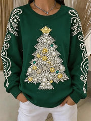 Casual Christmas Crew Neck Long Sleeve Sweatshirt