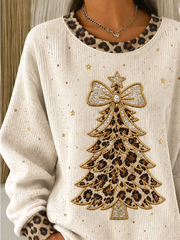 Casual Leopard Crew Neck Long Sleeve Sweatshirt