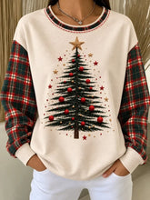 Casual Plaid Crew Neck Long Sleeve Sweatshirt