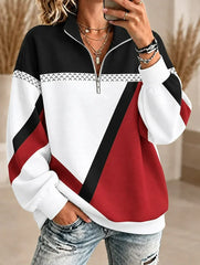 Casual Abstract Shawl Collar Long Sleeve Sweatshirt