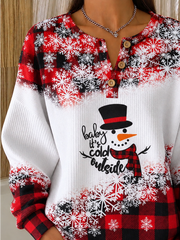 Vintage Plaid Henley Collar Long Sleeve Sweatshirt