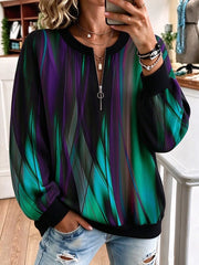 Casual Geometric Crew Neck Long Sleeve Sweatshirt