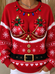 Humor Santa Claus Crew Neck Long Sleeve Sweatshirt
