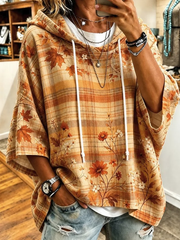 Women Floral Half Sleeve Simple Casual Daily Spring/Fall Hoodie
