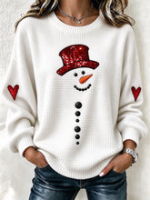 Casual Christmas Snowman Crew Neck Long Sleeve Sweatshirt