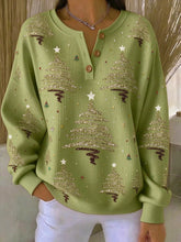 Vintage Christmas Henley Collar Long Sleeve Sweatshirt