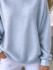 Casual Plaid Crew Neck Long Sleeve Sweatshirt