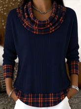 Women Plaid Casual Long Sleeve Comfy Vintage Sweater