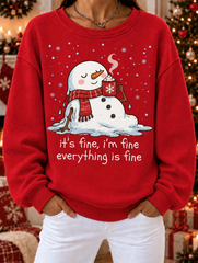 Women Casual Melting Snowman Sweatshirt