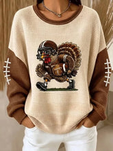 Sporty Casual Color Block Turkey Crew Neck Long Sleeve Sweatshirt