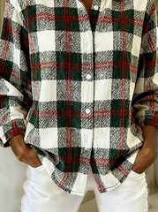 Women's Christmas Contrast Plaid Festive Shirt