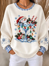 Casual Playful Plaid Graphic Crew Neck Long Sleeve Sweatshirt