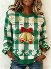 Women'S Christmas Trendy Casual Lapel Denim Splicing Sweater