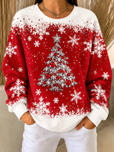 Casual Snowflake Crew Neck Long Sleeve Sweatshirt