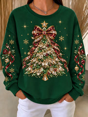 Casual Christmas Crew Neck Long Sleeve Sweatshirt