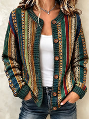 Women Geometric Long Sleeve Comfy Casual Printing Cardigan