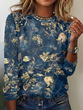 Abstract Print Crew Neck Long Sleeve Casual T-shirt