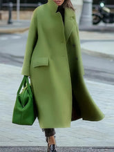 Stylish Plain Stand Collar Long Sleeve Casual Plus Size Long Jacket