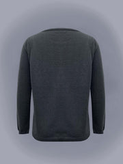 Gray Crew Neck Long Sleeve Comfy Button Down Knit Sweater