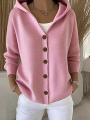 Stylish Plain Hooded Long Sleeve Comfy Casual Cardigan