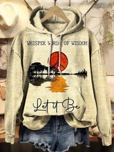 Let It Be Graphic with Sun and Tree Print-Cozy Vintage Hooded Long Sleeve Sweatshirt
