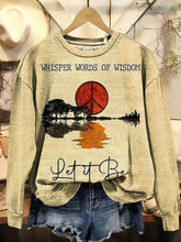 Let It Be Graphic with Sun and Tree Print-Cozy Crew Neck Long Sleeve Casual Sweatshirt