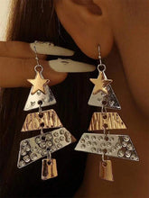 Trendy Two-Tone Christmas Tree Shape Earrings-Lightweight Alloy Drop Earrings