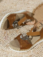 Elegant Plain Slip On Block Heel Peep-toe Sandals