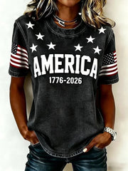 Women's Independence Day America Print Casual T-Shirts