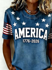 Women's Independence Day America Print Casual T-Shirts