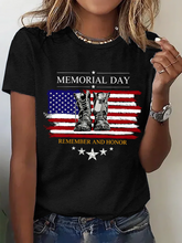 Women Memorial Day Flag Graphic Crew Neck Short Sleeve T-shirt